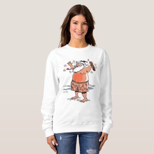 Betrunkenes weißes Sweatshirt von Santa women (Vorne ganz)