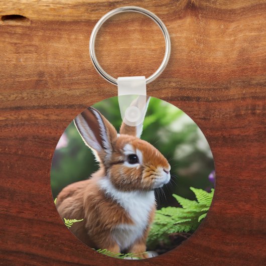 Betsy, das braune und weiße Bunny, der Keyring Schlüsselanhänger (Vorderseite)