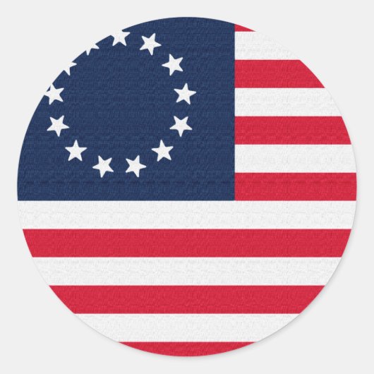 Betsy Ross 13 Stars American Flag Runder Aufkleber (Vorderseite)