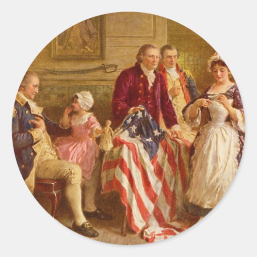 Betsy Ross 1777 von Jean Leon Gerome Ferris Runder Aufkleber (Vorderseite)
