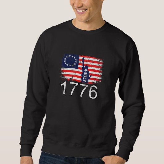 Betsy Ross 4. Juli American Flag 1776 Retro Sweatshirt (Vorderseite)