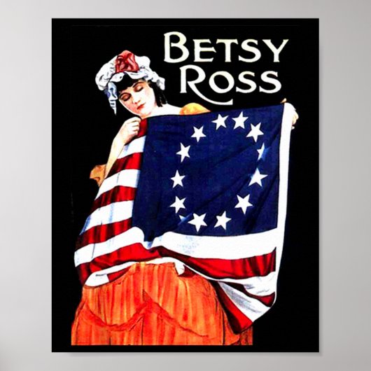 Betsy Ross American Flag 1776 Art 4.Juli Geschenk Poster (Vorne)