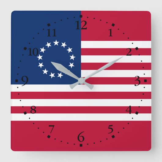 Betsy Ross American Flag Quadratische Wanduhr (Vorderseite)