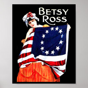 Betsy Ross Amerikanische Flagge 1776 Kunst 4. Juli Poster