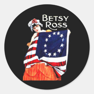 Betsy Ross Amerikanische Flagge 1776 Kunst 4. Juli Runder Aufkleber