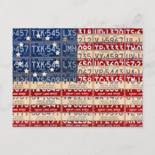 Betsy Ross Amerikanische Vintage-Flagge Nummernsch Postkarte