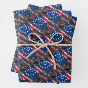 Betsy Ross Flag 1776 Patriotic 4. Juli Geschenkpapier Set