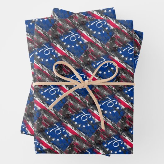 Betsy Ross Flag 1776 Patriotic 4. Juli Geschenkpapier Set (Beispiel)