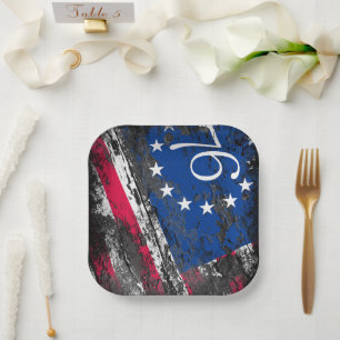 Betsy Ross Flag 1776 Patriotic 4. Juli Pappteller