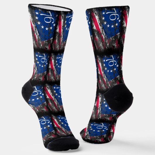 Betsy Ross Flag 1776 Patriotic 4. Juli Socken (Gewinkelt)