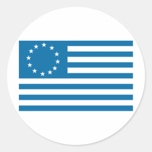 Betsy Ross Flag - Blau Runder Aufkleber