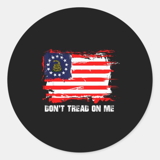 Betsy Ross Flag Don't Tread Patriot On Me Runder Aufkleber (Vorderseite)