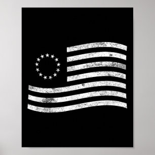 Betsy Ross Flag Minimal - American History Patriot Poster