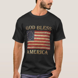 Betsy Ross Flag Patriotic Gott segne Amerika Männe T-Shirt