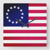 Betsy Ross Flag Quadratische Wanduhr (Vorderseite)