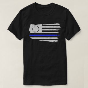 Betsy Ross Flag Thin Blue Line Polizei Unterstützu T-Shirt
