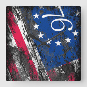 Betsy Ross Flagge 1776 Patriotisches 4. Juli Quadratische Wanduhr