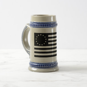 Betsy Ross Flagge, schwarze Linienkunst Bierglas