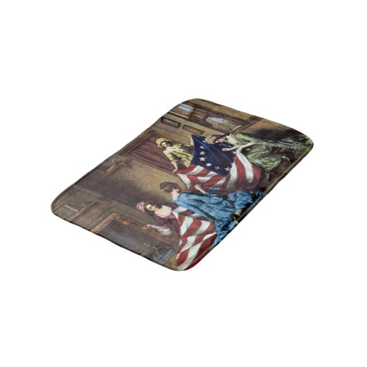 Betsy Ross näht die amerikanische Flagge Badematte (Schrägansicht)