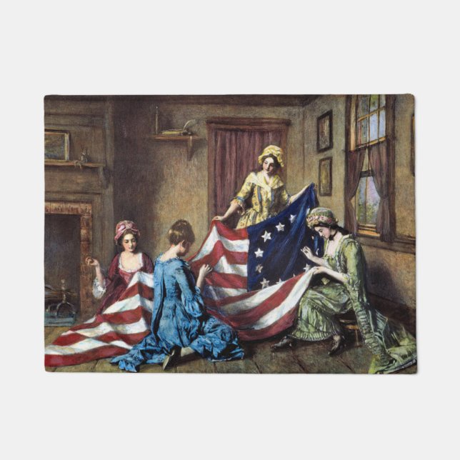 Betsy Ross näht die amerikanische Flagge Fußmatte (Vorderseite)