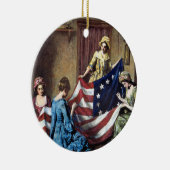 Betsy Ross näht die amerikanische Flagge Keramik Ornament (Rechts)