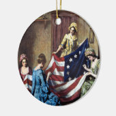 Betsy Ross näht die amerikanische Flagge Keramik Ornament (Links)
