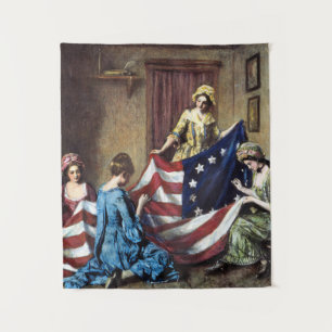 Betsy Ross näht die amerikanische Flagge Wandteppich