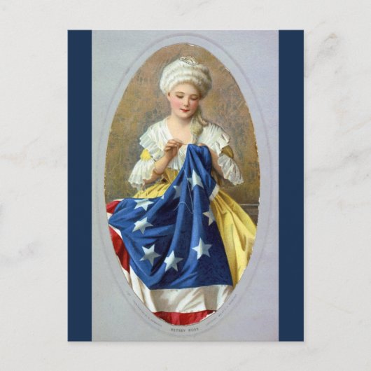 Betsy Ross näht die erste amerikanische Flagge Postkarte (Vorderseite)
