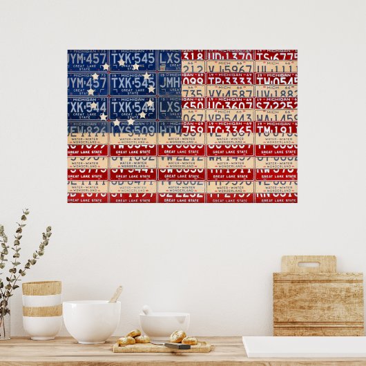 Betsy Ross Style American License Plate Flag Art Poster (Küche)