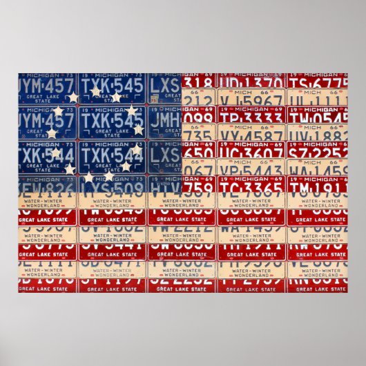 Betsy Ross Style American License Plate Flag Art Poster (Vorne)