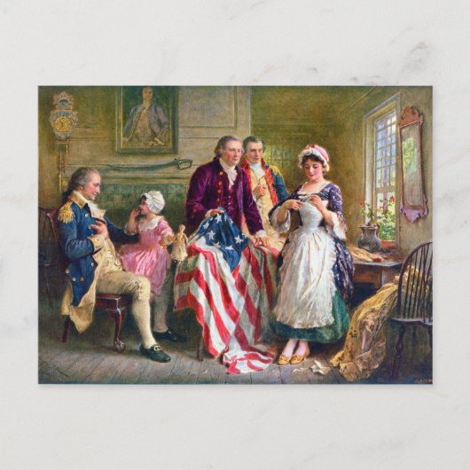 Betsy Ross und die US Flagge 1777 Postkarte (Vorderseite)