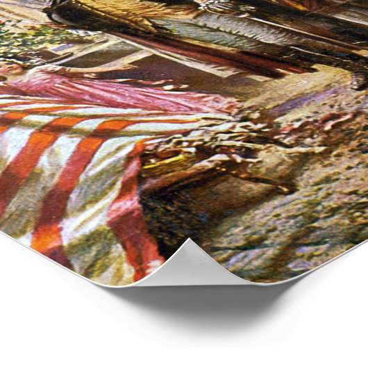 Betsy Ross zeigt George Washington American Flag Poster (Ecke)