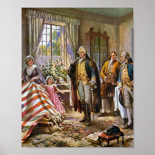 Betsy Ross zeigt George Washington American Flag Poster (Vorne)