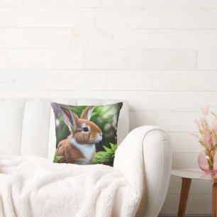 "Betsy the Bunny: Eine süße Braun und weiße Freude Kissen