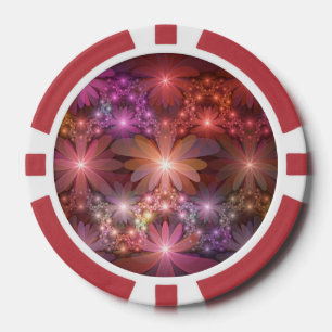Bett aus Blumen Bunt Glänzende Abstrakte Fraktal K Pokerchips