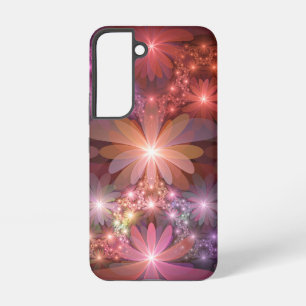 Bett aus Blumen Bunt Glänzende Abstrakte Fraktal K Samsung Galaxy Hülle