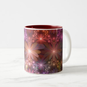 Bett aus Blumen Bunt Glänzende Abstrakte Fraktal K Zweifarbige Tasse