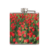 Bett aus roten Tulpen 02 Flachmann (Rückseite)