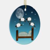 Bett, Himmel u. Zählung der Schafe nachts Keramik Ornament (Rechts)