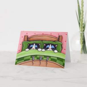 Bett-Mäuse existieren - Katzen-Gruß-Karte Karte