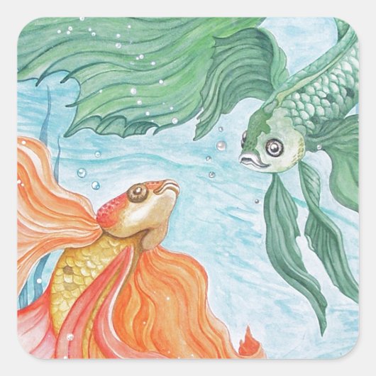 Betta Dance Quadratischer Aufkleber (Vorderseite)