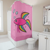 Betta Fisch bläst herzgefüllte Blasen Duschvorhang (Beispiel)