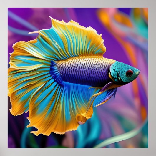 Betta Fisch, blaues Gold lila Poster (Vorne)