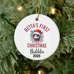 Betta-Fisch Erstes Weihnachten 2025 Keramik-Orname Keramik Ornament