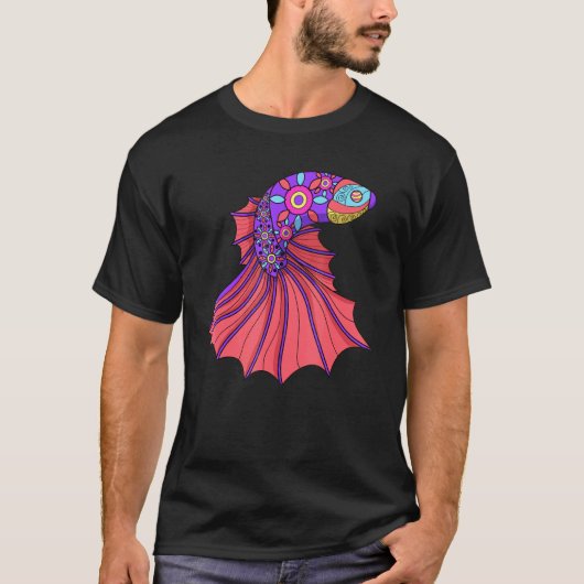 Betta-Fisch-Mandala-Siam-Kampffisch-Fans T-Shirt (Vorderseite)