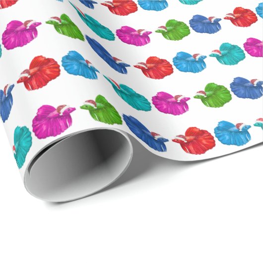 Betta-Fisch-Weihnachtsmänner-Geschenkpapier Geschenkpapier (Rolleneckpunkt)