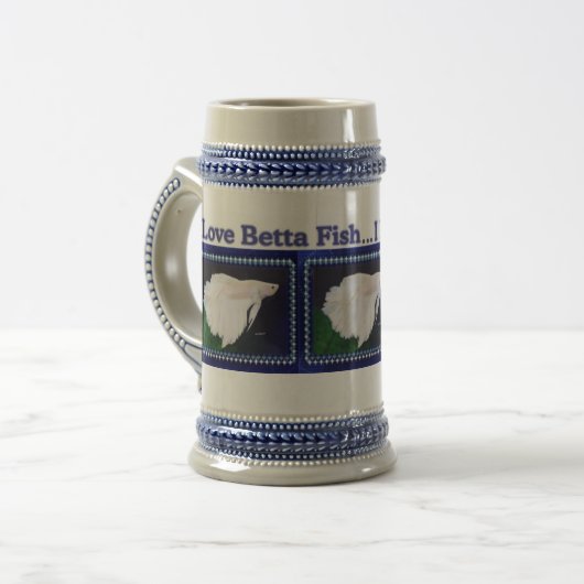 Betta Fische Stein Bierglas (Vorderseite Links)