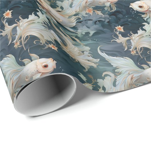 Betta Fish Blue White Geschenkpapier (Rolleneckpunkt)