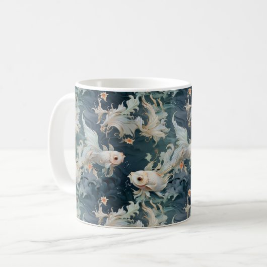 Betta Fish Blue White Kaffeetasse (Vorderseite Links)