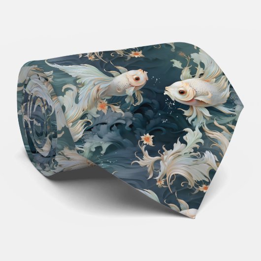 Betta Fish Blue White Krawatte (Gerollt)